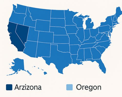 Infographic showing how solar power efficiency varies across U.S. regions such as Arizona, Oregon and Montana due to sunlight, clouds and temperature differences.