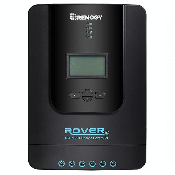 Renogy Rover 40A MPPT charge controller with a digital display and easy-to-use interface