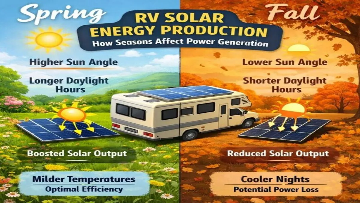 Spring vs fall RV solar energy production comparison in the United States