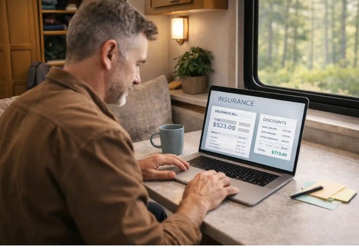 Full time RVer comparing RV insurance costs and discounts