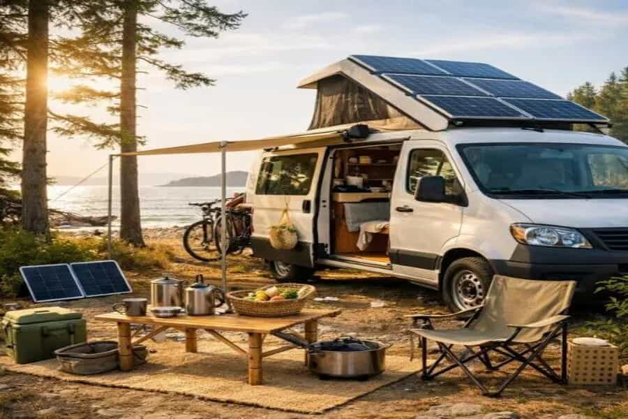RV in nature with an eco vibe