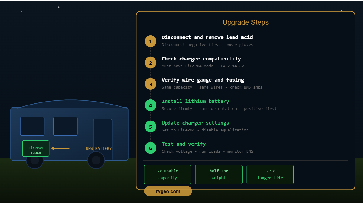 RV lithium battery upgrade steps guide