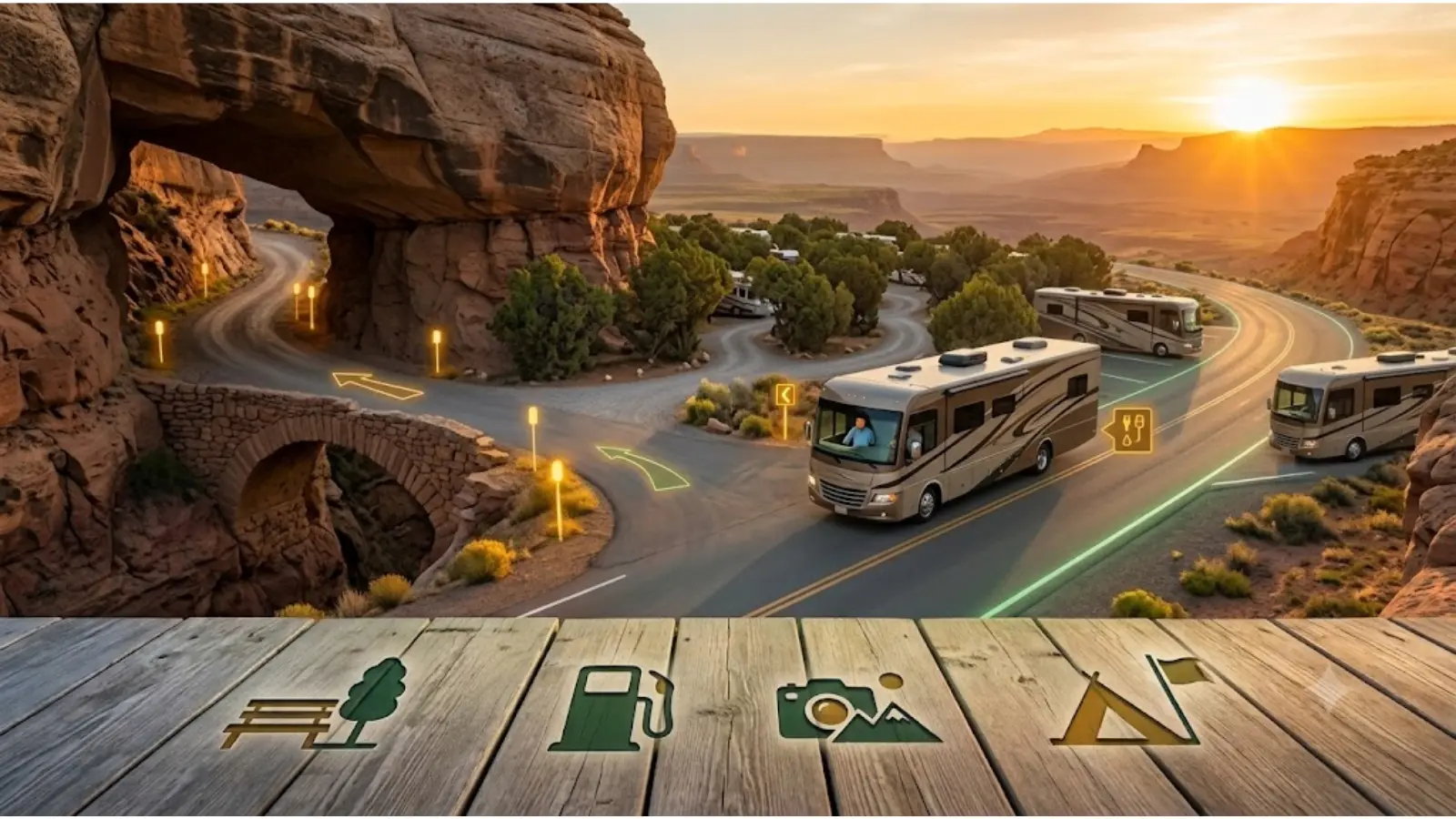 RV campground trip planner visual showing campground fit, access roads, and better stop selection