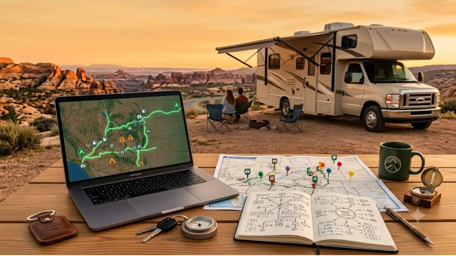 RV LIFE Trip Wizard review visual showing an organized RV trip planning command center